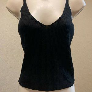 H&M Divided Black Ribbed Strappy Top M